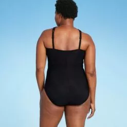 Women's High Neck Ring One Piece Swimsuit - Aqua Green® Black Multi -Swimsuits Popular Store unnamed file 7827