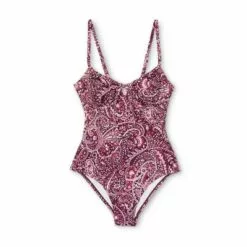 Women's Tunneled Tie-Front Underwire Medium Coverage One Piece Swimsuit - Kona Sol™ Burgundy -Swimsuits Popular Store unnamed file 7845