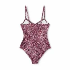 Women's Tunneled Tie-Front Underwire Medium Coverage One Piece Swimsuit - Kona Sol™ Burgundy -Swimsuits Popular Store unnamed file 7846