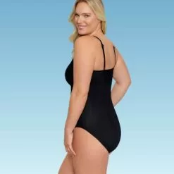 Women's Slimming Control Shirred High Neck One Piece Swimsuit - Dreamsuit by Miracle Brands Black -Swimsuits Popular Store unnamed file 7915