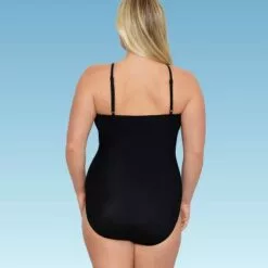 Women's Slimming Control Shirred High Neck One Piece Swimsuit - Dreamsuit by Miracle Brands Black -Swimsuits Popular Store unnamed file 7917