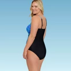 Women's Slimming Control Shirred Scoop Neck One Piece Swimsuit - Dreamsuit by Miracle Brands Black -Swimsuits Popular Store unnamed file 7930