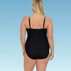 Women's Slimming Control Shirred Scoop Neck One Piece Swimsuit - Dreamsuit by Miracle Brands Black -Swimsuits Popular Store unnamed file 7931