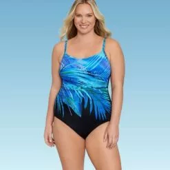 Women's Slimming Control Shirred Scoop Neck One Piece Swimsuit - Dreamsuit by Miracle Brands Black -Swimsuits Popular Store unnamed file 7932
