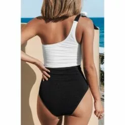 Women's One Piece Swimsuit Color Block One Shoulder Bowknot Bathing Suit -Cupshe -Swimsuits Popular Store unnamed file 7950