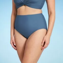 Women's High Waist Medium Coverage Bikini Bottom - Kona Sol™ Mudstone Blue -Swimsuits Popular Store unnamed file 797