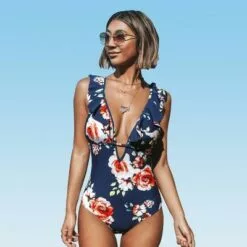 Women's Floral One Piece Swimsuit Ruffle Deep V Neck Bathing Suits -Cupshe -Swimsuits Popular Store unnamed file 7999