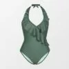 Women's Green Halter One Piece Swimsuit Ruffled Bathing Suit-Cupshe 2 Women's Green Halter One Piece Swimsuit Ruffled Bathing Suit-Cupshe -Swimsuits Popular Store unnamed file 8010