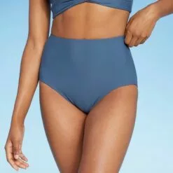 Women's High Waist Medium Coverage Bikini Bottom - Kona Sol™ Mudstone Blue -Swimsuits Popular Store unnamed file 803