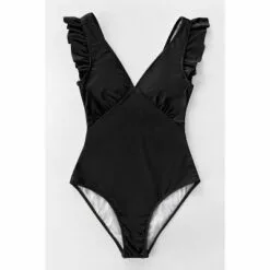 Women's Black V Neck One Piece Swimsuit Ruffled Shoulder Bathing Suits - Cupshe 11 Women's Black V Neck One Piece Swimsuit Ruffled Shoulder Bathing Suits - Cupshe -Swimsuits Popular Store unnamed file 8081