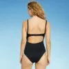 Women's Ribbed Tunnel Tie-Front Cut Out One Piece Swimsuit - Shade & Shore™ Black -Swimsuits Popular Store unnamed file 8123