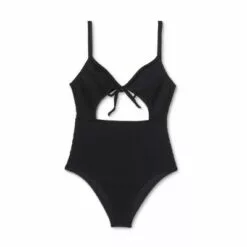 Women's Ribbed Tunnel Tie-Front Cut Out One Piece Swimsuit - Shade & Shore™ Black 15 Women's Ribbed Tunnel Tie-Front Cut Out One Piece Swimsuit - Shade & Shore™ Black -Swimsuits Popular Store unnamed file 8126
