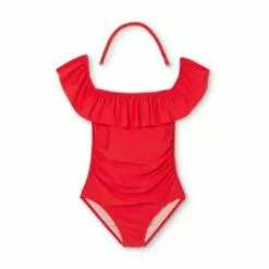 Women's Off the Shoulder High Coverage One Piece Swimsuit - Kona Sol™ Red -Swimsuits Popular Store unnamed file 8141