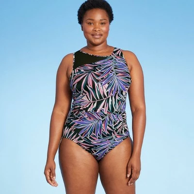 Women's Asymmetrical Mesh One Piece Swimsuit - Aqua Green® Multi 4 Women's Asymmetrical Mesh One Piece Swimsuit - Aqua Green® Multi - Image 2