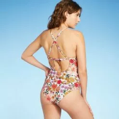 Women's Lace Trimmed One Piece Swimsuit - Sea Angel White