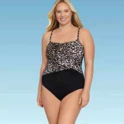 Women's Slimming Control Shirred Square Neck One Piece Swimsuit - Dreamsuit by Miracle Brands Black -Swimsuits Popular Store unnamed file 8171