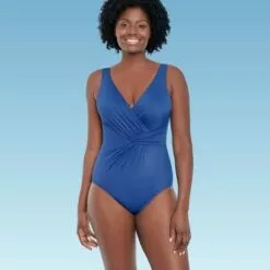 Women's Slimming Control Twist-Front One Piece Swimsuit Dreamsuit by Miracle Brands Blue 17 Women's Slimming Control Twist-Front One Piece Swimsuit Dreamsuit by Miracle Brands Blue -Swimsuits Popular Store unnamed file 8177