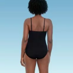 Women's Slimming Control High Neck Keyhole One Piece Swimsuit - Dreamsuit by Miracle Brands Black