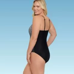 Women's Slimming Control High Neck Keyhole One Piece Swimsuit - Dreamsuit by Miracle Brands Black -Swimsuits Popular Store unnamed file 8220