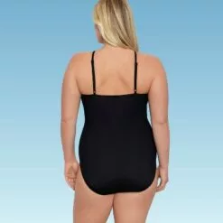 Women's Slimming Control High Neck Keyhole One Piece Swimsuit - Dreamsuit by Miracle Brands Black -Swimsuits Popular Store unnamed file 8221