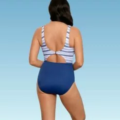 Women's Slimming Control Wrap-Front Cut Out One Piece Swimsuit - Beach Betty by Miracle Brands Red