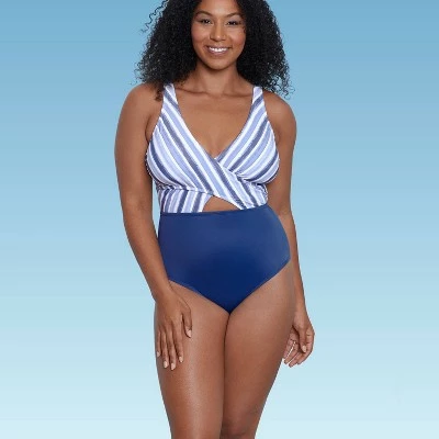 Women's Slimming Control Wrap-Front Cut Out One Piece Swimsuit - Beach Betty by Miracle Brands Red 5 Women's Slimming Control Wrap-Front Cut Out One Piece Swimsuit - Beach Betty by Miracle Brands Red - Image 3