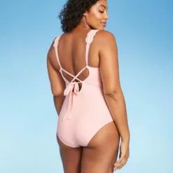 Women's Scallop Scoop Neck Medium Coverage One Piece Swimsuit - Kona Sol™ Cream Blush -Swimsuits Popular Store unnamed file 8256