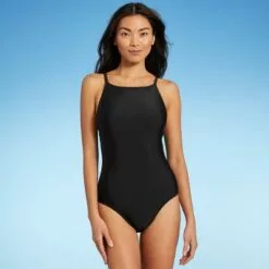 Women's Long Torso High Neck High Coverage One Piece Swimsuit - Kona Sol™ Black -Swimsuits Popular Store unnamed file 8273