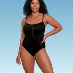 Women's Slimming Control Mesh Inset One Piece Swimsuit - Beach Betty by Miracle Brands Black -Swimsuits Popular Store unnamed file 8286