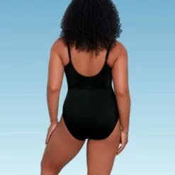 Women's Slimming Control Mesh Inset One Piece Swimsuit - Beach Betty by Miracle Brands Black -Swimsuits Popular Store unnamed file 8287
