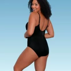 Women's Slimming Control Mesh Inset One Piece Swimsuit - Beach Betty by Miracle Brands Black -Swimsuits Popular Store unnamed file 8288