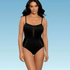 Women's Slimming Control Mesh Inset One Piece Swimsuit - Beach Betty by Miracle Brands Black -Swimsuits Popular Store unnamed file 8291