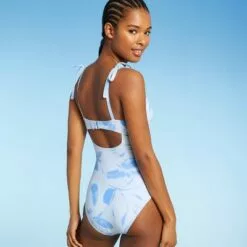 Women's Double Twist One Piece Swimsuit - Sea Angel Blue