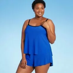 Women's Contrast Trim Scoop Neck Swim Romper - Aqua Green® Azurite -Swimsuits Popular Store unnamed file 8314