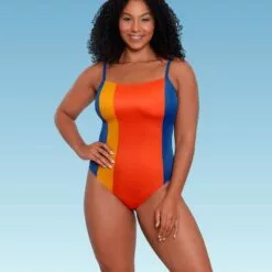 Women's Slimming Control Colorblock One Piece Swimsuit - Beach Betty by Miracle Brands Orange -Swimsuits Popular Store unnamed file 8329