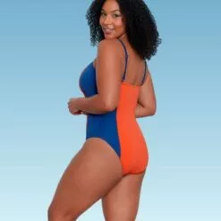 Women's Slimming Control Colorblock One Piece Swimsuit - Beach Betty by Miracle Brands Orange -Swimsuits Popular Store unnamed file 8331