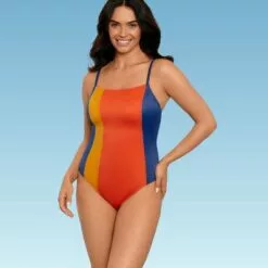 Women's Slimming Control Colorblock One Piece Swimsuit - Beach Betty by Miracle Brands Orange -Swimsuits Popular Store unnamed file 8334