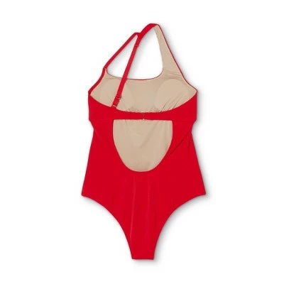 Women's Ribbed Asymmetrical One Shoulder One Piece Swimsuit - Shade & Shore™ Black 4 Women's Ribbed Asymmetrical One Shoulder One Piece Swimsuit - Shade & Shore™ Black - Image 2