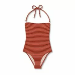 Women's Textured Pucker Medium Coverage One Piece Swimsuit - Kona Sol™ Copper Stripe -Swimsuits Popular Store unnamed file 8344