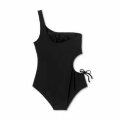 Women's One Shoulder Cut Out Medium Coverage One Piece Swimsuit - Kona Sol™ Black -Swimsuits Popular Store unnamed file 8389