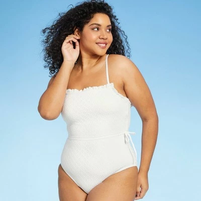 Women's Florence Ruffle Edge Eyelet One Piece Swimsuit - Sea Angel White 4 Women's Florence Ruffle Edge Eyelet One Piece Swimsuit - Sea Angel White - Image 2