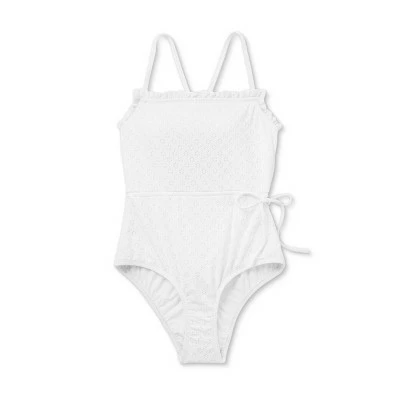 Women's Florence Ruffle Edge Eyelet One Piece Swimsuit - Sea Angel White 6 Women's Florence Ruffle Edge Eyelet One Piece Swimsuit - Sea Angel White - Image 4