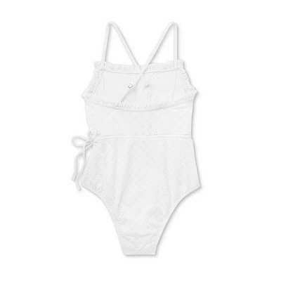 Women's Florence Ruffle Edge Eyelet One Piece Swimsuit - Sea Angel White 7 Women's Florence Ruffle Edge Eyelet One Piece Swimsuit - Sea Angel White - Image 5