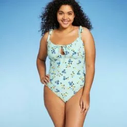 Women's Tie-Front One Piece Swimsuit - Sea Angel Green -Swimsuits Popular Store unnamed file 8406