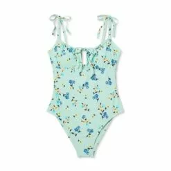 Women's Tie-Front One Piece Swimsuit - Sea Angel Green -Swimsuits Popular Store unnamed file 8408
