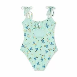 Women's Tie-Front One Piece Swimsuit - Sea Angel Green -Swimsuits Popular Store unnamed file 8409