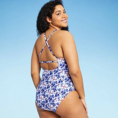 Women's Double Strap One Piece Swimsuit - Sea Angel Blue 5 Women's Double Strap One Piece Swimsuit - Sea Angel Blue - Image 3