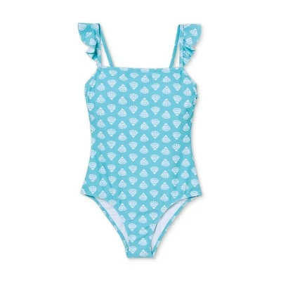 Women's Ruffle Shoulder Medium Coverage One Piece Swimsuit - Kona Sol™ Blue 6 Women's Ruffle Shoulder Medium Coverage One Piece Swimsuit - Kona Sol™ Blue - Image 4