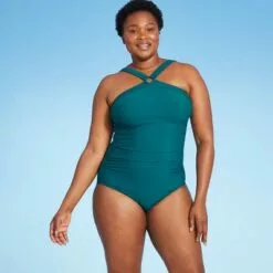 Women's High Neck Ring One Piece Swimsuit - Aqua Green® Lagoon -Swimsuits Popular Store unnamed file 8457