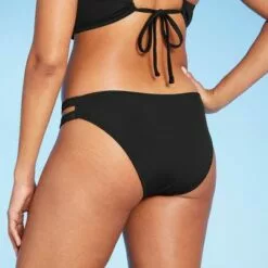 Women's Ribbed Side-Tab Cheeky Bikini Bottom - Shade & Shore™ Black -Swimsuits Popular Store unnamed file 848